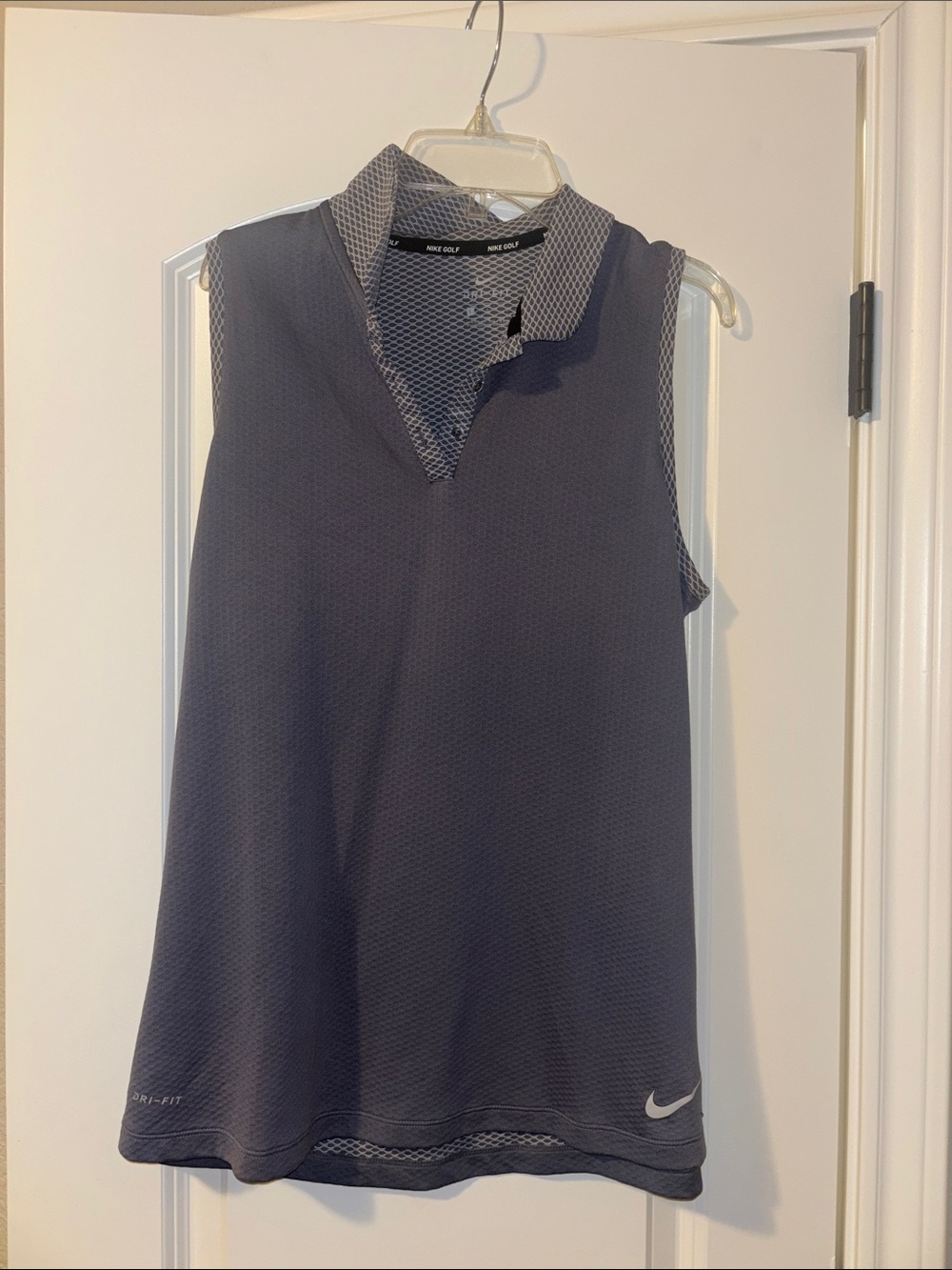 Nike Women's Sleeveless Polo Tank Top - Charcoal Gray with Light Gray Trim